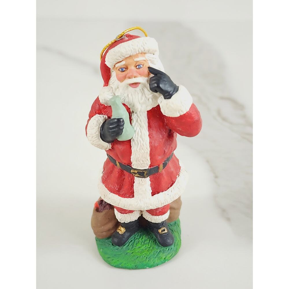 Santa Clause Gift Bag Ornament Figurine 3 1/4" Christmas 80's Holiday Vinatge